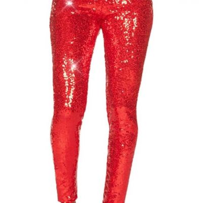 Red Sequin Tipsy Elves Womens Leggings Shiny Stretch Party Pants holidays party